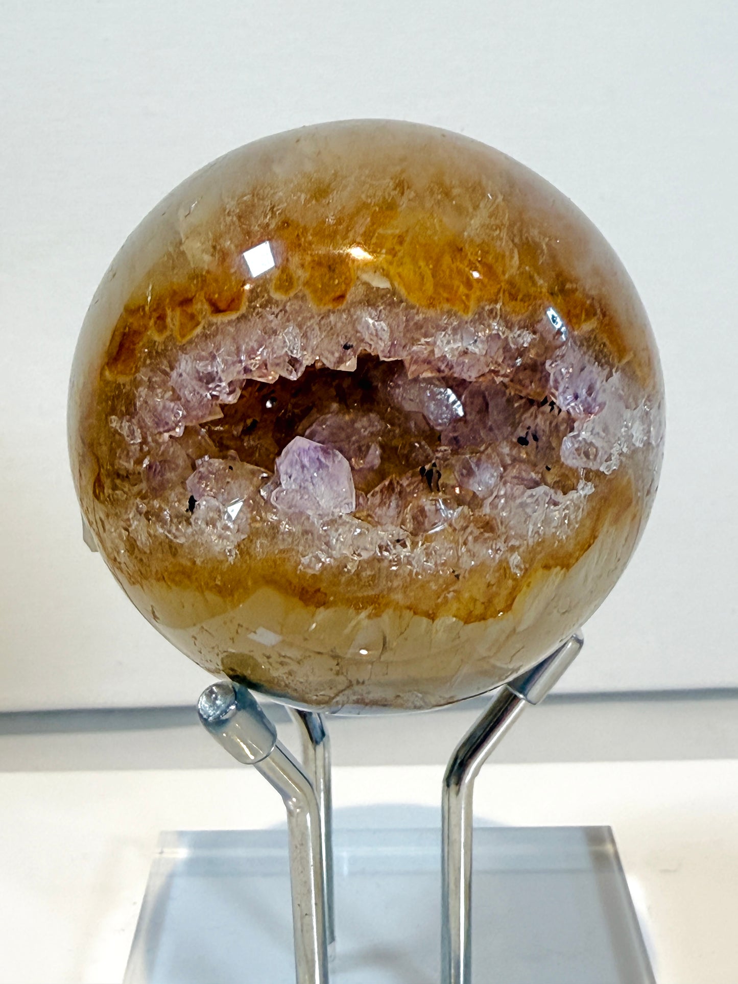Double sided Amethyst Geode Sphere