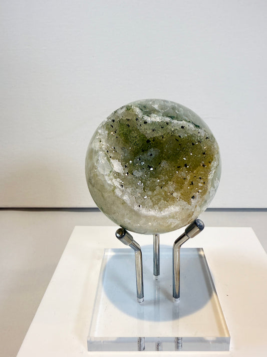 Rare Green Agate Geode Sphere