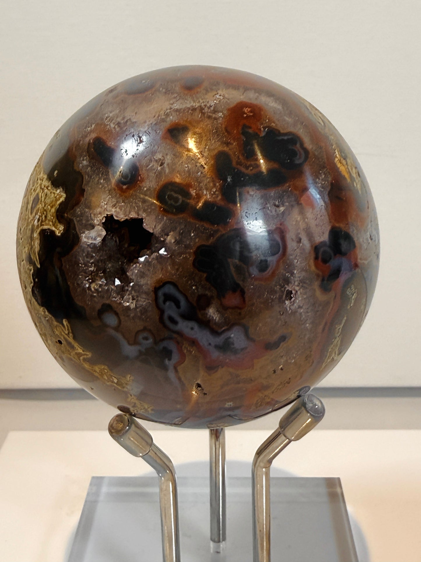 Unusual Druzy Jasper Sphere