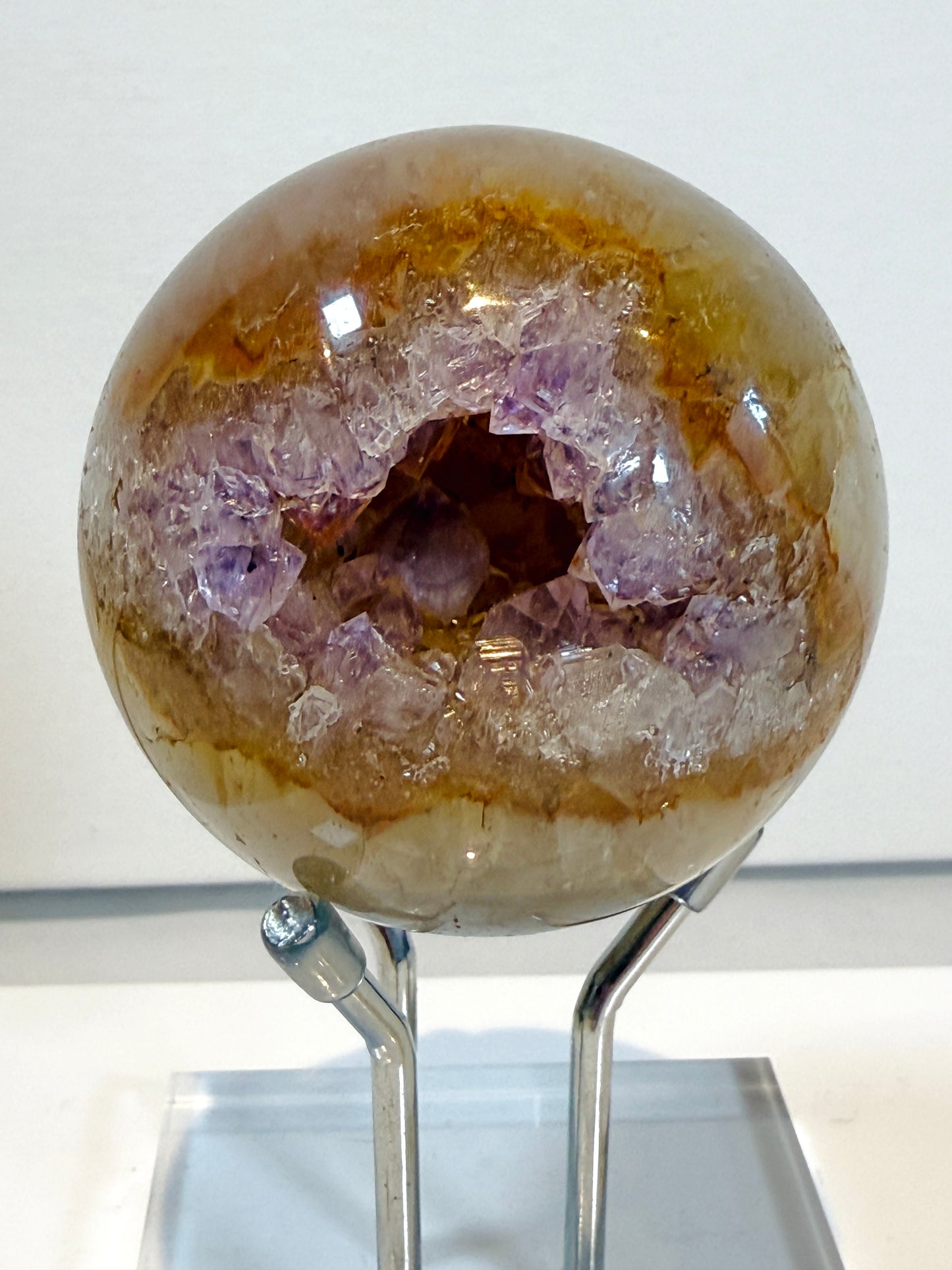 Double sided Amethyst Geode Sphere