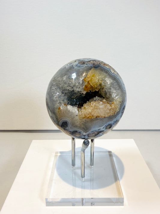 Agate and Quartz Geode Sphere