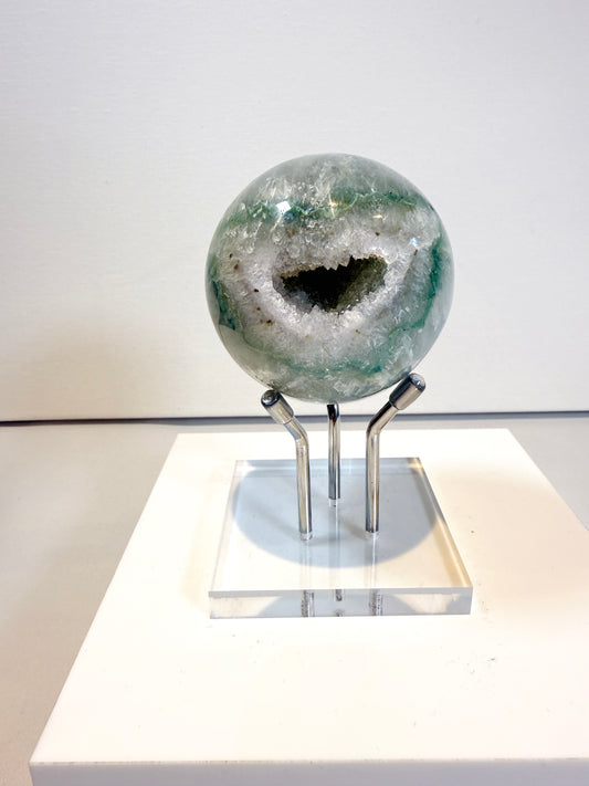 Rare Green Agate Geode Sphere