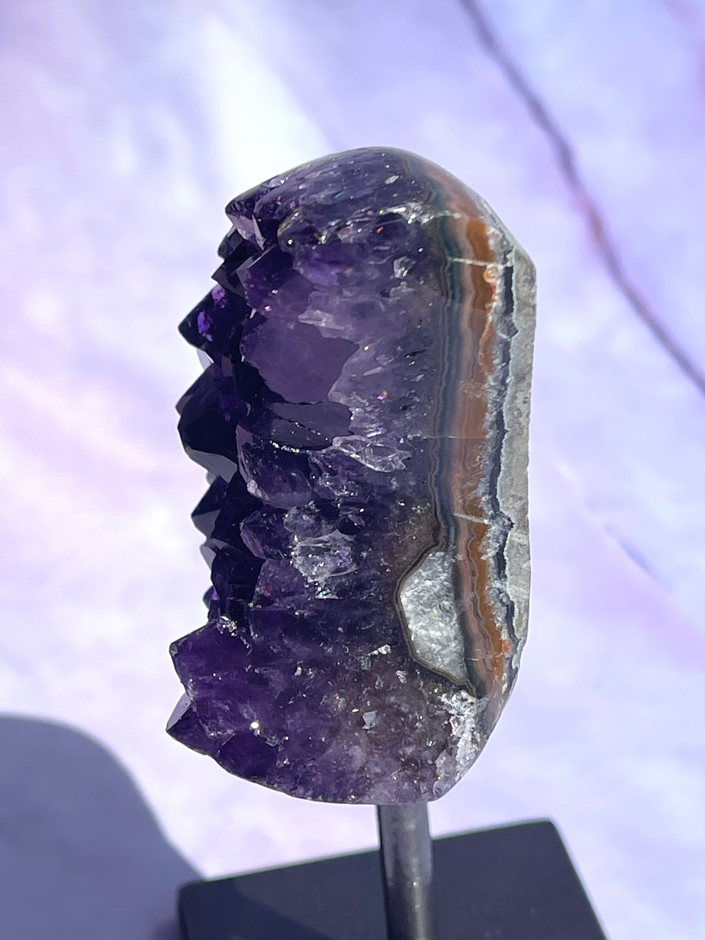 Chunky Amethyst moon on a fixed stand