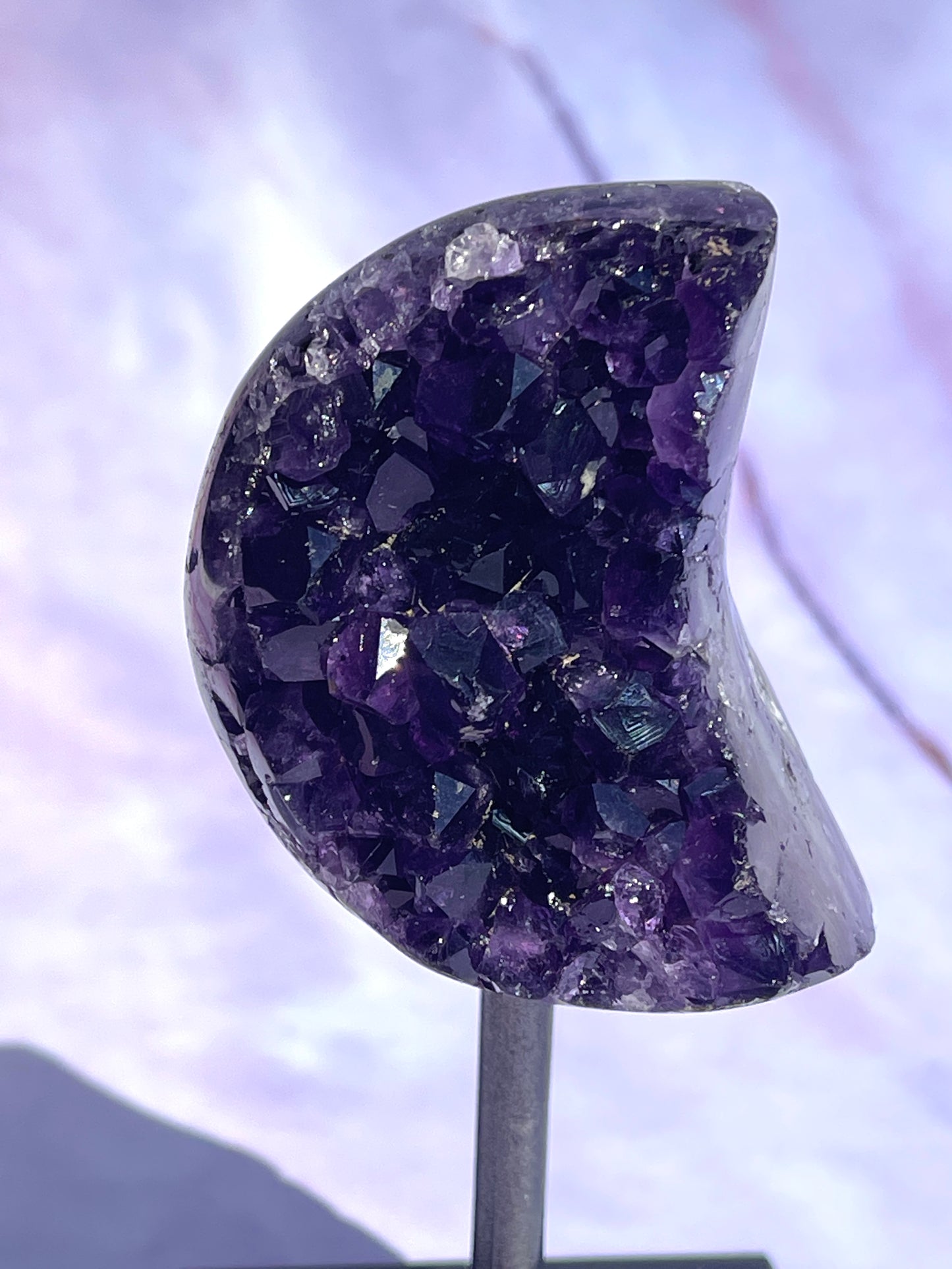 Chunky Amethyst moon on a fixed stand